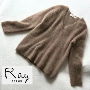 Ray BEAMS 레이빔즈 샤기 니트 V넥 스웨터 보송보송