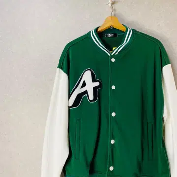 A'gem 바시티 자켓 그린/화이트