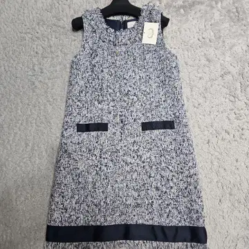 Liala x PG 트위드 슬리브리스 무릎 기장 원피스 네이비 계열