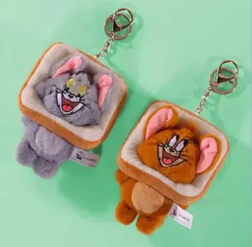 톰과 제리 토스트 모양 키링 2개 세트