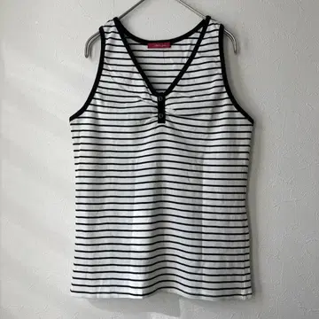 할로젬 [ L ] 슬리브리스 V넥 보더 탱크탑