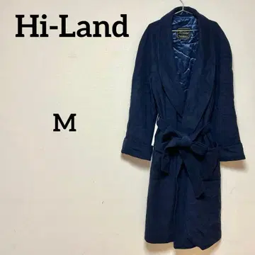 Hi-Land 캐시미어 100% 가운 코트 롱 기장 네이비 M