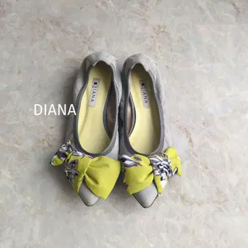 다이애나 DIANA 리본 꽃무늬 스웨이드 플랫슈즈 펌프스 발레
