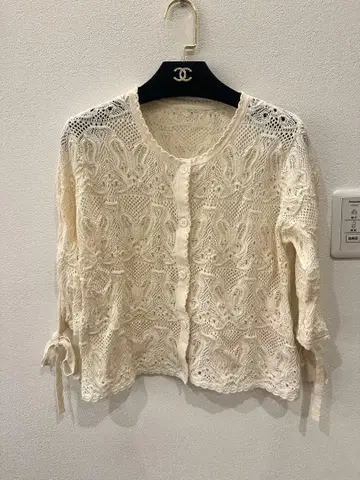 아이보리 레이스 니트 가디건 탱크탑 세트