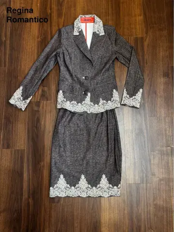 Regina Romantico 브라운 정장 세트 36 레이스 프린트