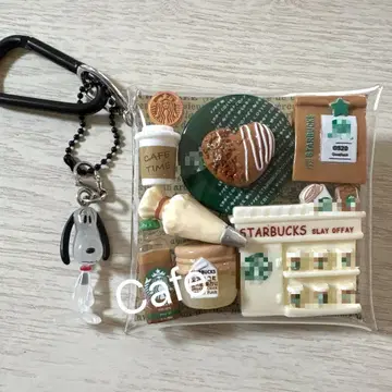 가챠 파우치 스누피 카페 화이트 그린