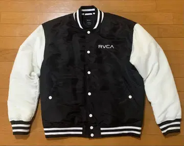 RVCA 바시티 자켓 블랙/화이트 로고 자수 S 사이즈
