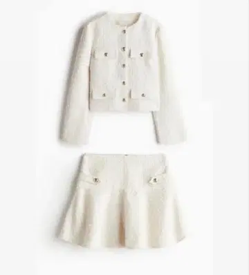 H&M 화이트 트위드 셋업 미사용