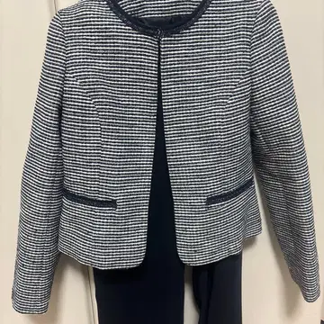 anyFAM 스트라이프 패턴 자켓 네이비 화이트 수트 셋업