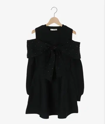 MAJESTIC LEGON 비쥬 리본 니트 미니 원피스