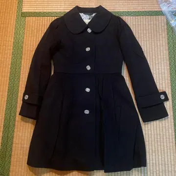 네이비 울 혼방 A라인 코트