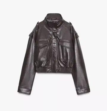 ZARA 크롭 가죽 자켓 브라운