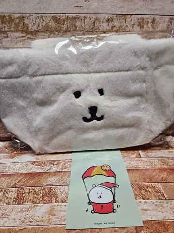 나가노 캐릭터즈 퍼 토트백 곰 페이스 화이트