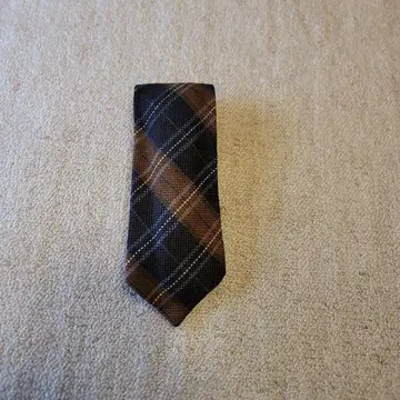 헨리 코튼 체크 패턴 넥타이 브라운