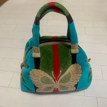 요코하마 nana 토트백 버터플라이 코튼 타월 원단 벨로아 일본제