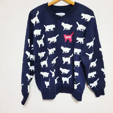 USPP 고양이 실루엣 맨투맨 네이비