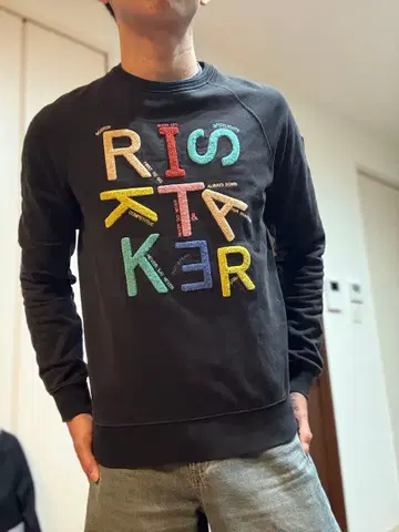 스코치앤소다 블랙 컬러풀 문자 프린트 맨투맨 S 사이즈