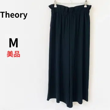 띠어리 파우더 크레이프 플루이드 풀온 와이드 팬츠 블랙 P