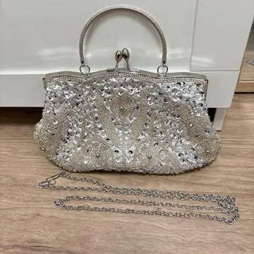 실버 비즈 장식 파티 백