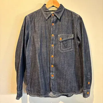 데님 셔츠 인디고 화이트 스티치