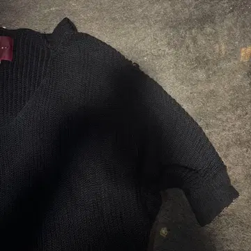 블랙 후드 부착 니트 스웨터 L 사이즈