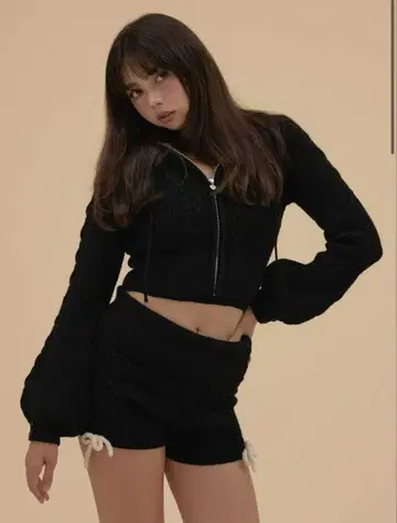 andmary Milk 리본 니트 세트업