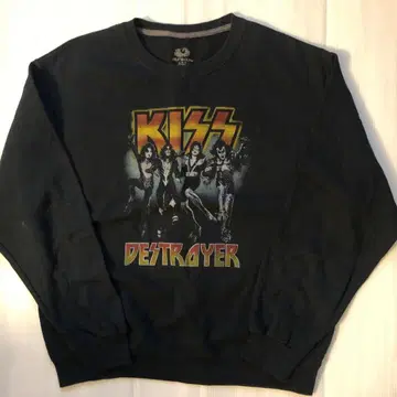 키스 KISS L 속기모 밴딩 맨투맨 트레이닝복 블랙