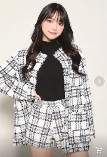 darich 체크 프린지 트위드 자켓 셋업