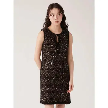 LILY BROWN 페더 비쥬 미니 니트 원피스