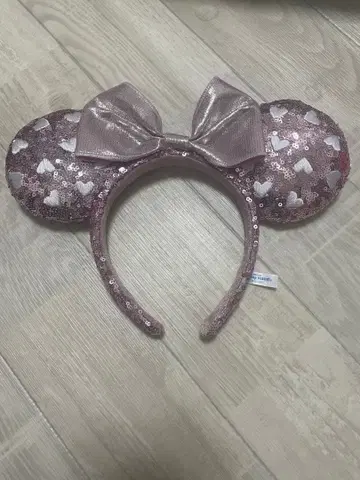 핑크 하트 무늬 스팽글 머리띠