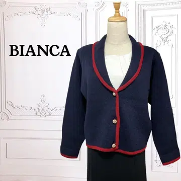 [비앙카] 니트 가디건/울 혼방 [F] 네이비 골드 버튼 일본제