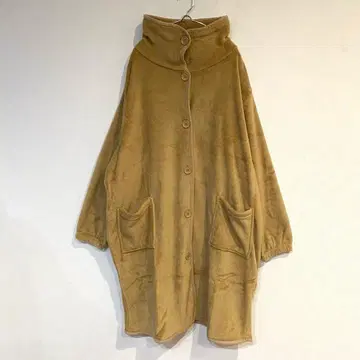 룸웨어 플리스 보아 롱 코트 풀 버튼 포켓 있음 따뜻함 F