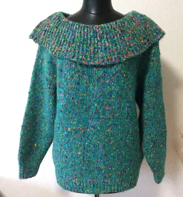 새상품급 터콰이즈 색상 울 혼방 긴팔 스웨터