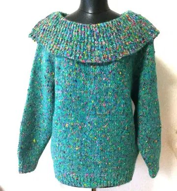 새상품급 고베 다리온 터콰이즈 색 울 혼방 긴팔 스웨터