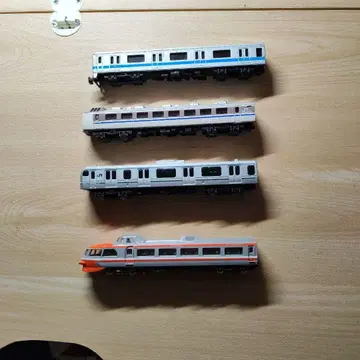 철도 모형 4량 세트 오렌지/실버