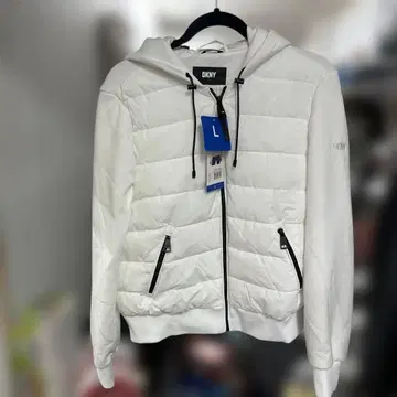 DKNY 화이트 후드 부착 점퍼 L