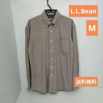 엘엘빈 긴팔 셔츠 M 빨간색 화이트 깅엄 체크 버튼 다운 방지 주름