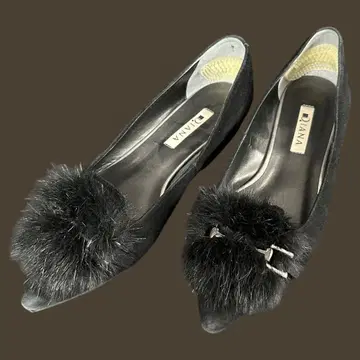 DIANA 다이애나 블랙 퍼 펌프스 24cm