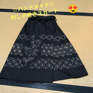 자수 랩 스커트 핸드메이드