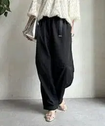 DouDou earthy 아시 나일론 볼륨 팬츠 블랙 두두