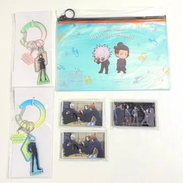 주술회전 팬파레 복권 아크릴 키링 아크릴 블록 오로라 파우치 6점