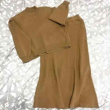 INED CLARO 니트 셋업 상하의 프리 베이지 허리밴딩