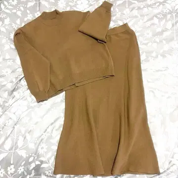 INED CLARO 니트 셋업 상하의 프리 베이지 허리밴딩