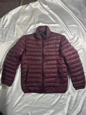 버건디 다운 자켓 풀 집업