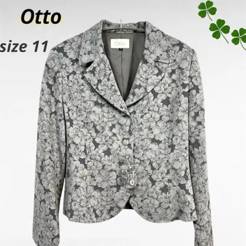 미사용 [오토] 플라워 무늬 테일러드 자켓 그레이 11 사이즈