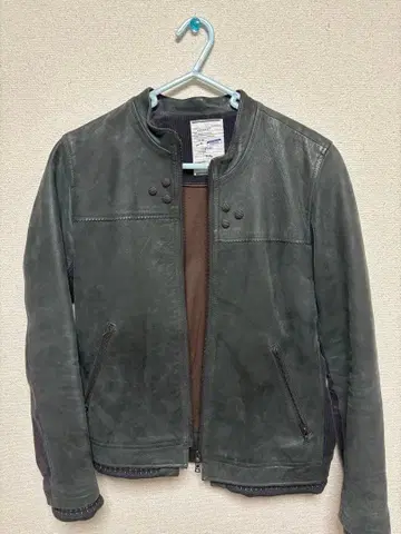 SHAREEF 다크 그레이 가죽 자켓