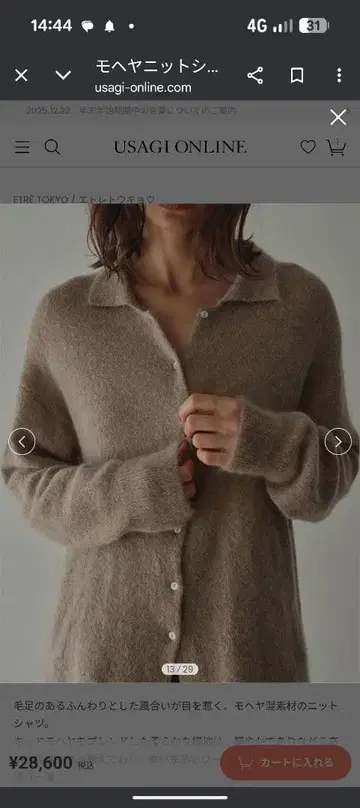 에트레토쿄 모헤어 니트 셔츠