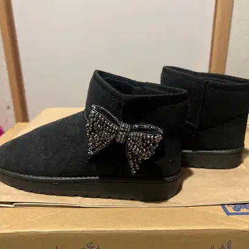 여성용 숏 어그 부츠 리본