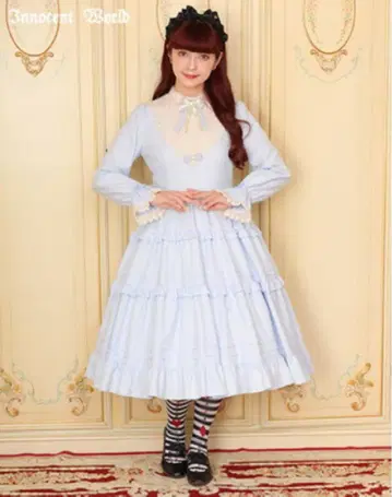 [택 포함 새상품] 어른 앨리스 스탠드 카라 티어드 원피스 앨리스 색스