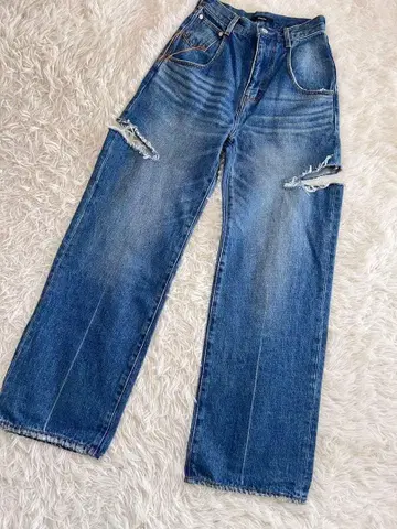 EMODA 하이컷 루즈 와이드 청바지 데님 S 사이즈